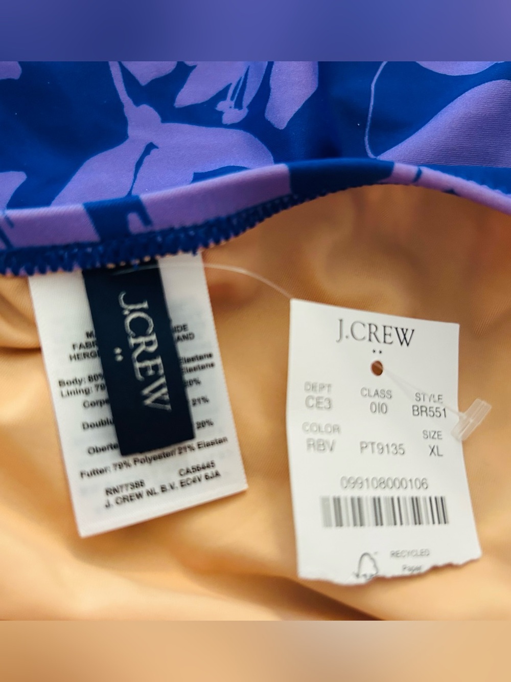 New! J.Crew One-Shoulder Purple Floral Swimsuit - Picture 3 of 3